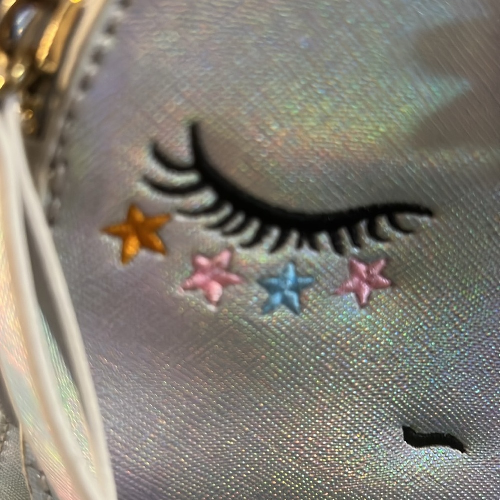 Silver metallic unicorn small backpack- new with tags women's sweater - Picture 6 of 8